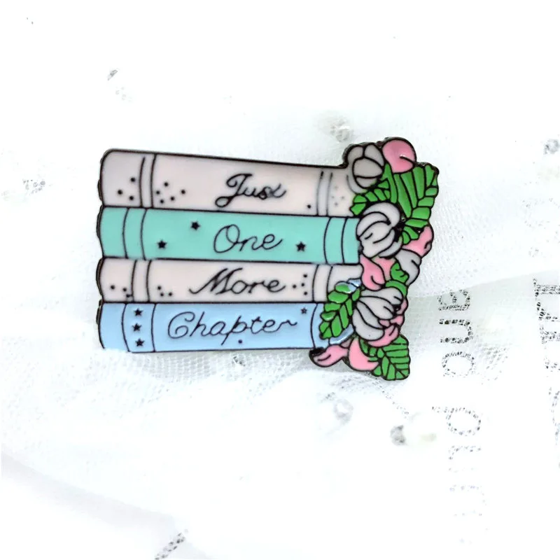 Эмалированная булавка в виде книжки с цветами значок Just One More брошь на рюкзак