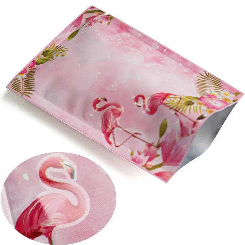 Оптовая продажа матовых розовых фламинго Открытый верх алюминиевой фольги сумки