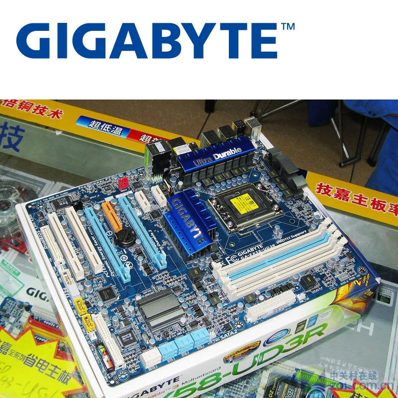 For Intel X58 Gigabyte GA-EX58-UD3R Motherboard DDR3 LGA 1366 USB3.0 24GB SATA III EX58-UD3R Desktop Mainboard 2x PCI-E X16 Used