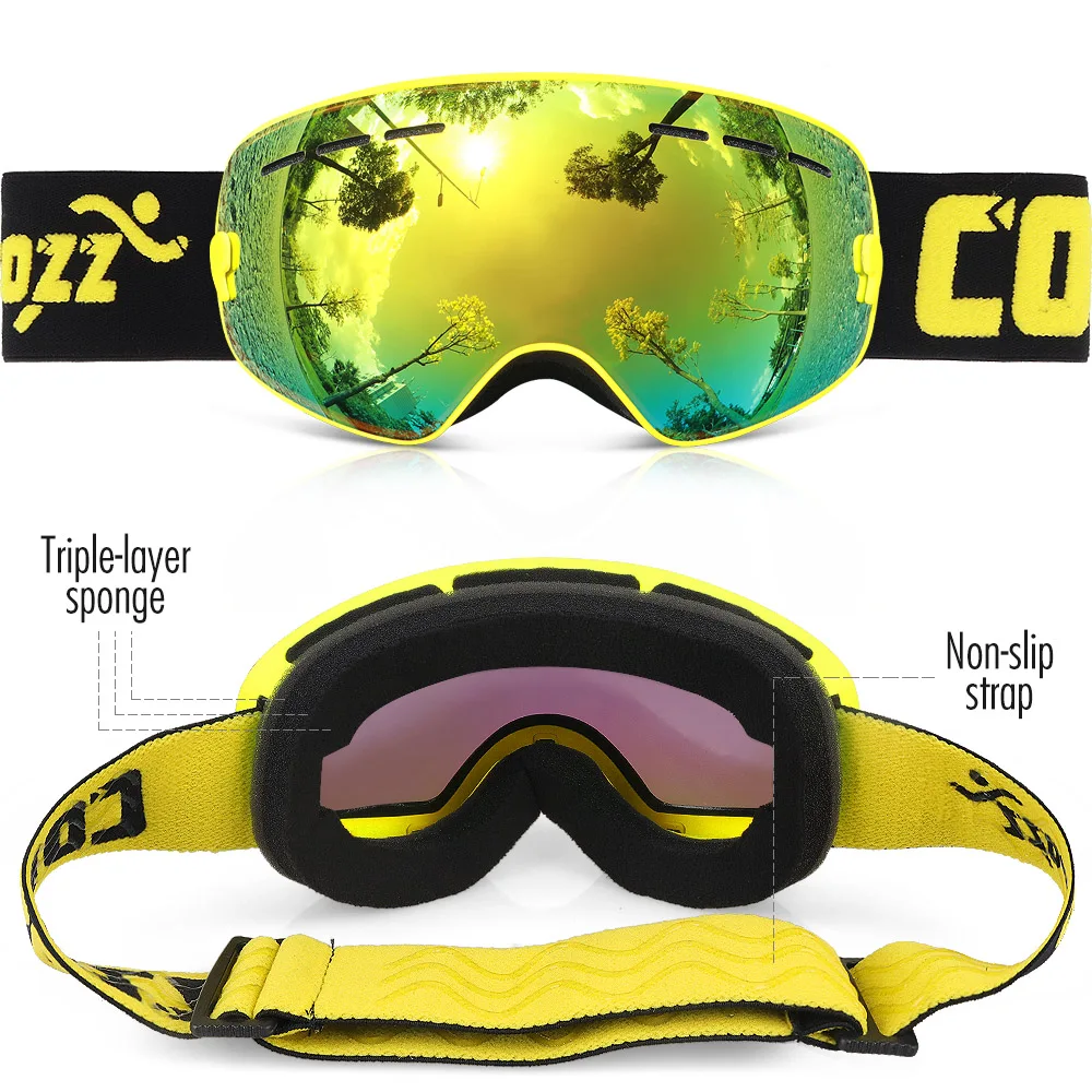 Frame Yellow COPOZZ/брендовые лыжные очки для детей от 4 до 15 лет, Профессиональные противотуманные детские очки для сноуборда, двойные UV400, Детские Лыжные маски, очки - Цвет: Frame Yellow