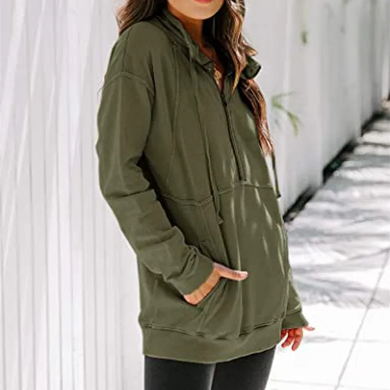 

Women Spring Autumn Blue Pocket Zipper Sweatshirt Ladies Fashion Solid Color Plus Size Pullovers Female Brand Casual Tops ZM584