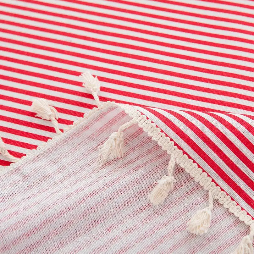 Красные Полосатые скатерти для кухни японский стиль хлопковая и льняная