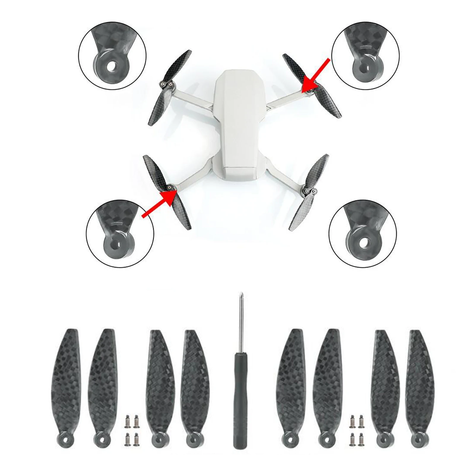 

Carbon Propellers Paddle Blades for DJI Mavic Drone Replacement Well Balanced Low Noise