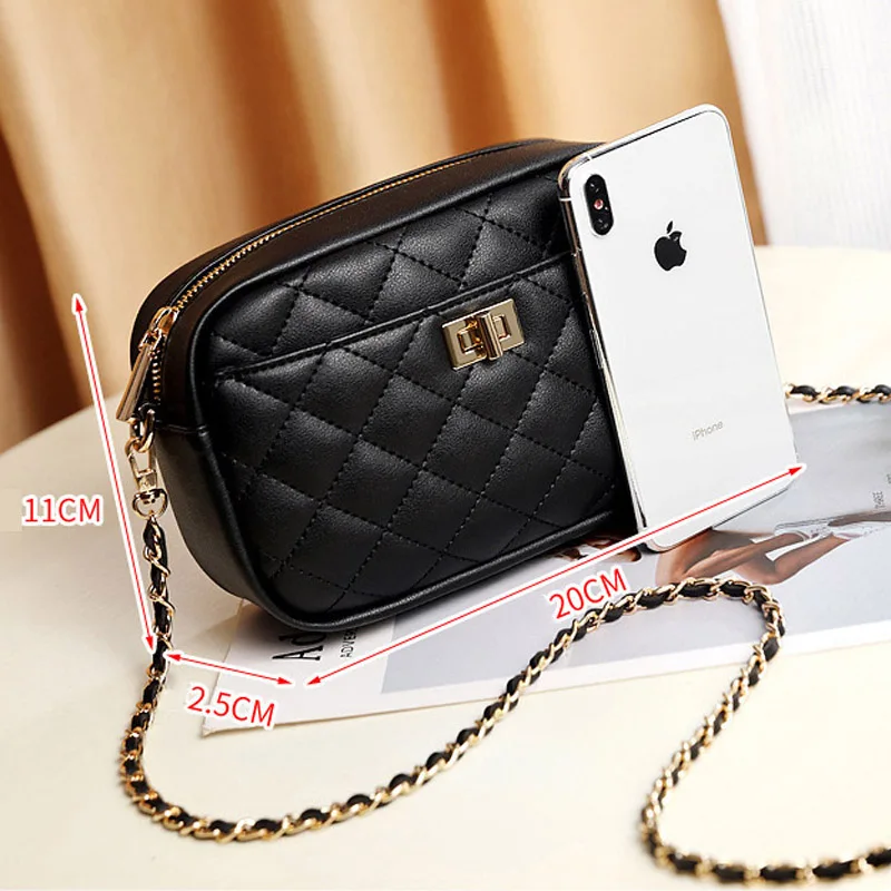 

FUNMARDI Fashion Brand Women's Bags Designer Chain Crossbody Bags Diamond Lattice Shoulder Bag 2021 New Solid Color Bag WLHB2414