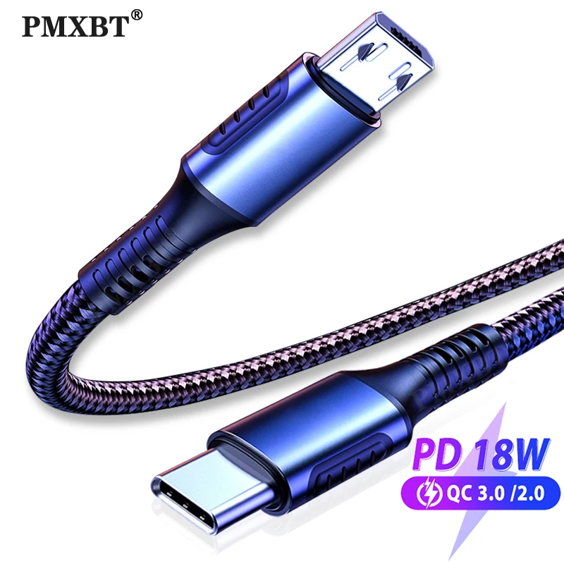 3A Быстрая зарядка Micro USB к Type C кабель для Samsung Xiaomi мобильный телефон передачи