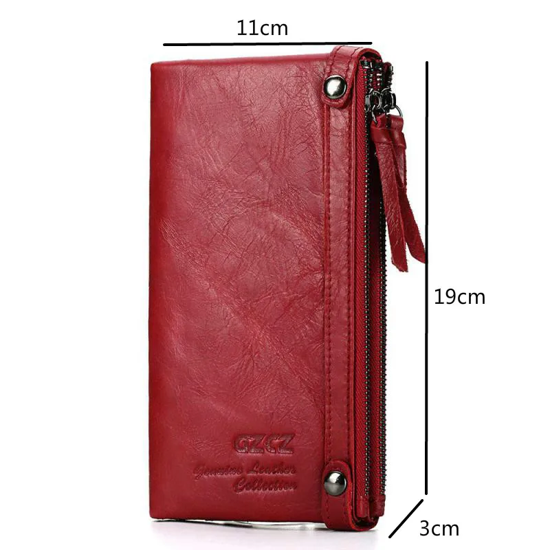 

YourSeason 2021 Fashion Ladies Double Zipper Long Soft Cowhide Wallet Card Holder Casual Women Purse Wallets Genuine Leather