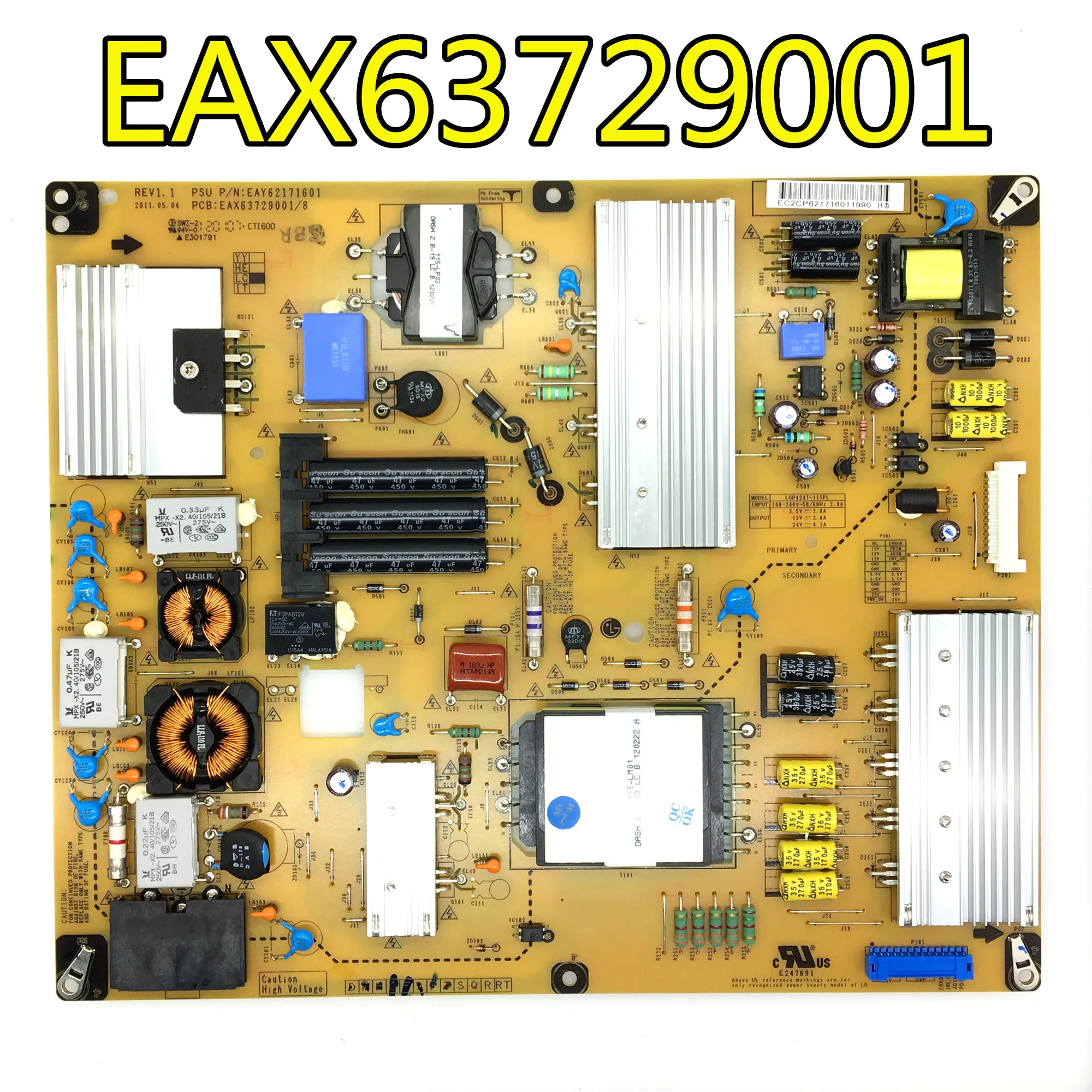 

100% test work for LG 42LV3600-CB power board EAY62171601 EAX63729001