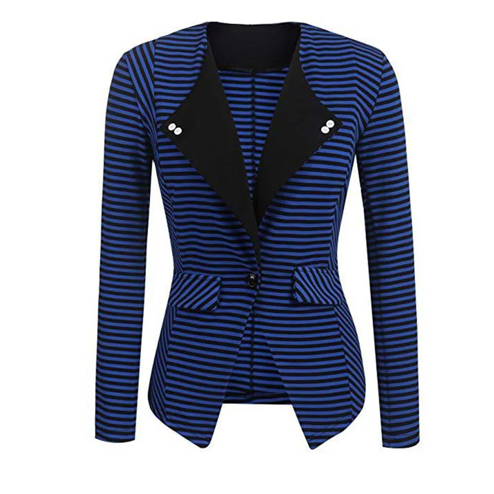 Женский блейзер на одной пуговице SAGACE полосатый с длинным рукавом женский костюм