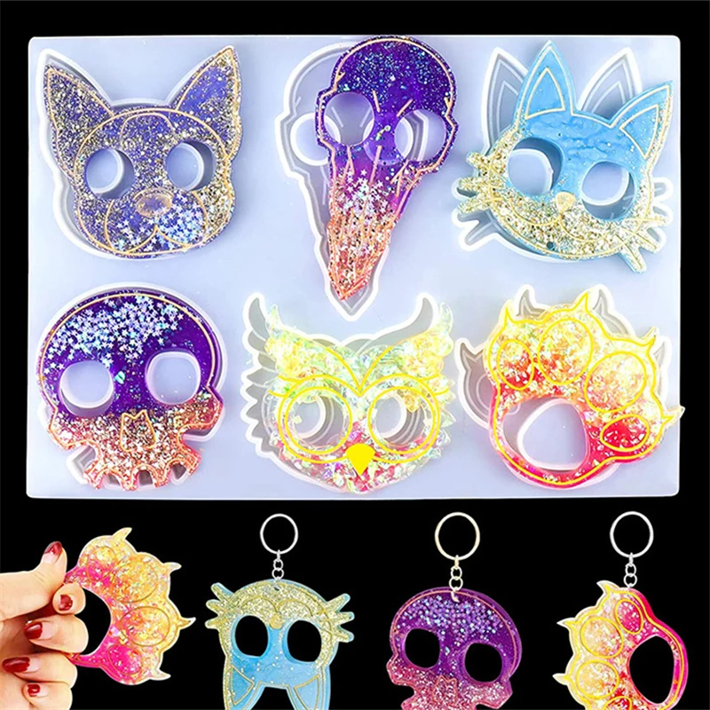 

Cat Keychain Resin Mold Silicone Animal Dog Owl Shape Epoxy Casting Mould for DIY Crafts Jewelry Key Chain Pendant Making Tool