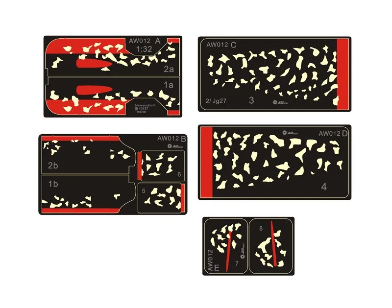 AW012 1/32 модельный аксессуар Messerschmitt Bf 109 E-7 тропический Камуфляжный набор 1 красящие инструменты