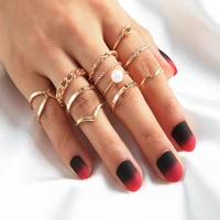 european and american fashion new products co branded pearl ring cross simple hollow ring set