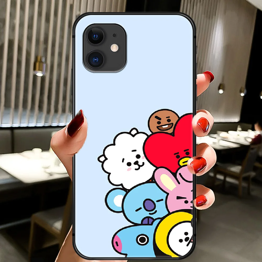 

Cartoon BT21 Phone Case Cover Hull For IPhone 5 5s se 2 6 6s 7 8 12 Mini Plus X XS XR 11 PRO MAX black Etui Silicone Waterproof
