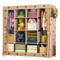 delivery normal large size modern simple wardrobe fabric folding cloth storage cabinet diy assembly easy install reinforcement