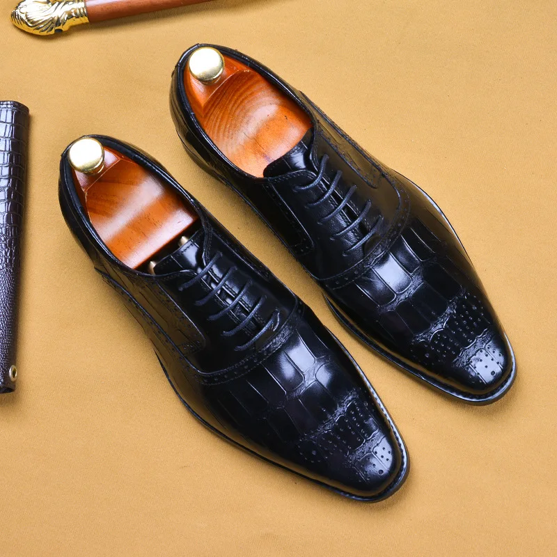 

2020 leather shoes men's dress wedding color pointed leather