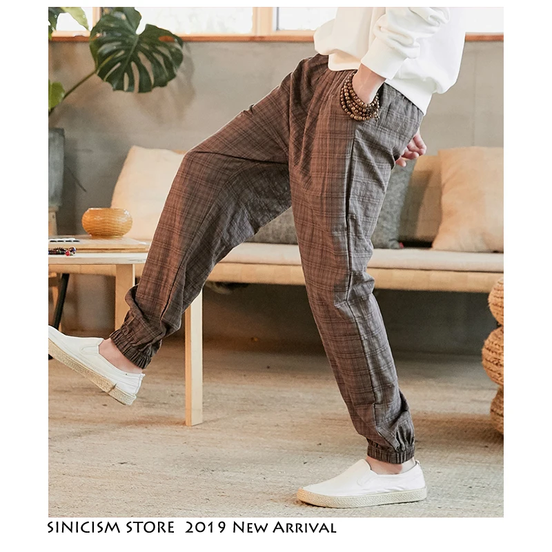 Мужские свободные шаровары Sinicism Store Новинка осени 2020 мужские хлопковые и льняные