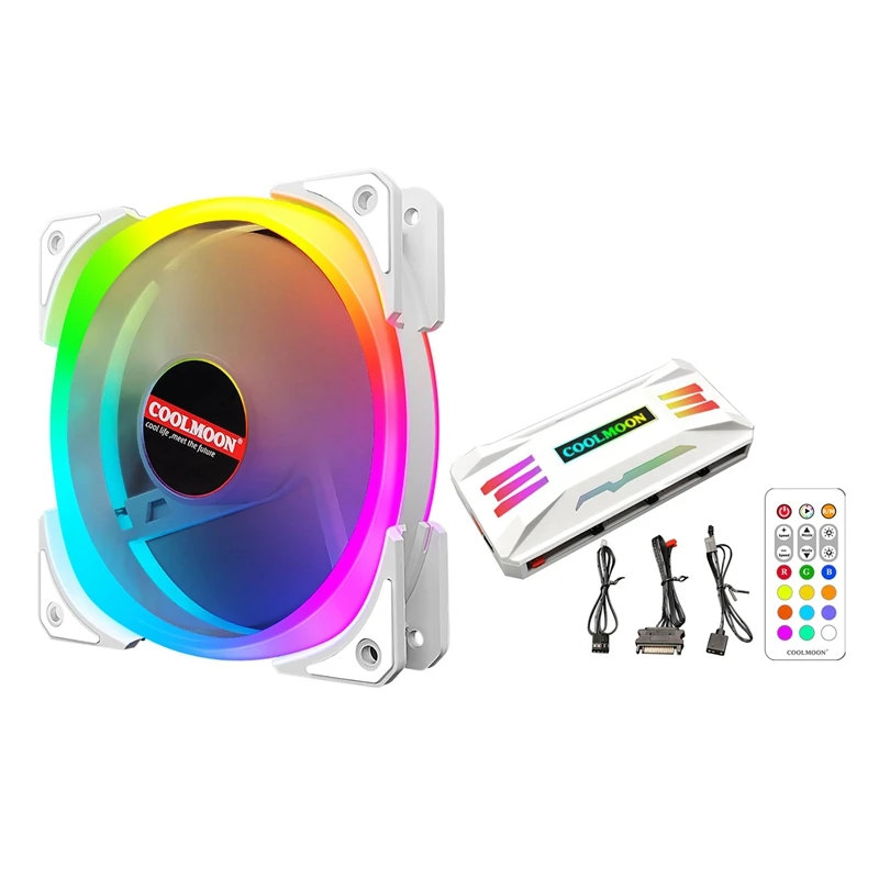 

Кулер для чехла COOLMOON, 12 см, бесшумный ШИМ-контроль температуры, 5 В, ARGB Shenguang, синхронный кулер охлаждения ЦП со стандартным контроллером