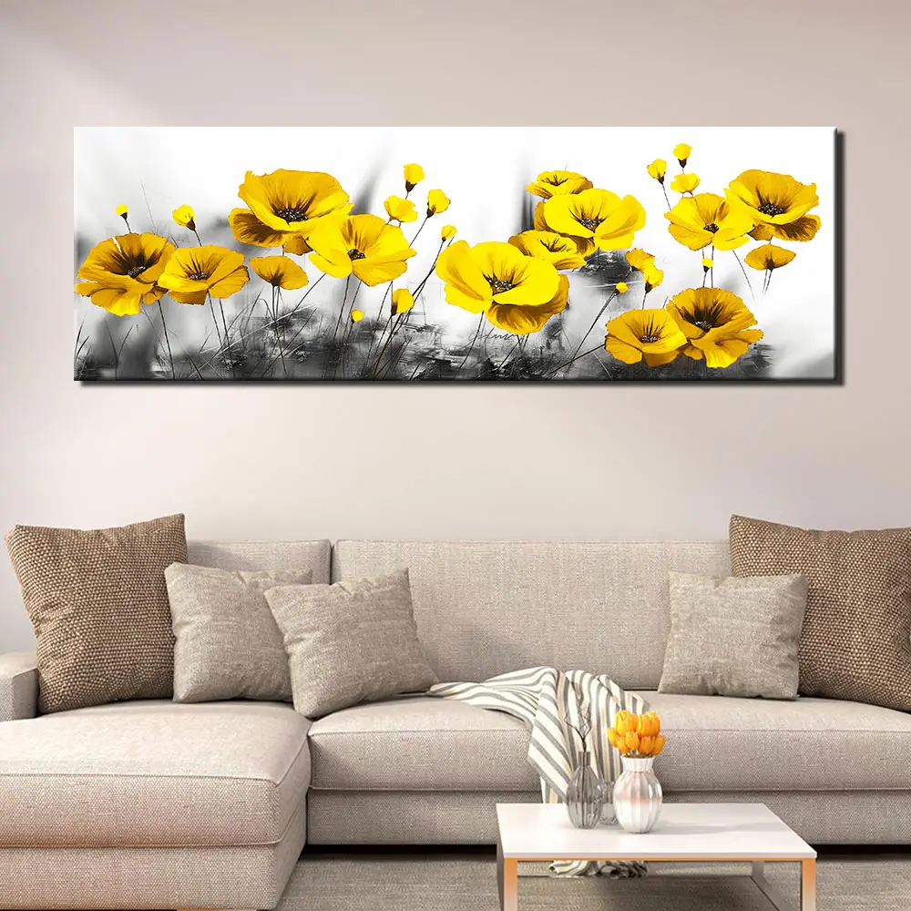 

1 Panel Modular Printed Canvas Painting Picture Wall Abstract Yellow Flower Wall Pictures For Living Room Posters And Prints