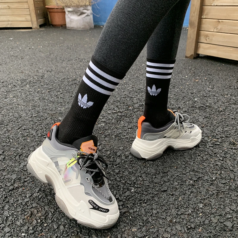 

Women's Chunky Sneakers Lace-up All-match Vulcanize Shoes Multicolor Breathable Platform Sports Runing Ladies Sneakers