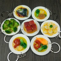 new 37 style simulation food keychain 5cm plate small house toys dishware food pendant key chain jewelry best party gift