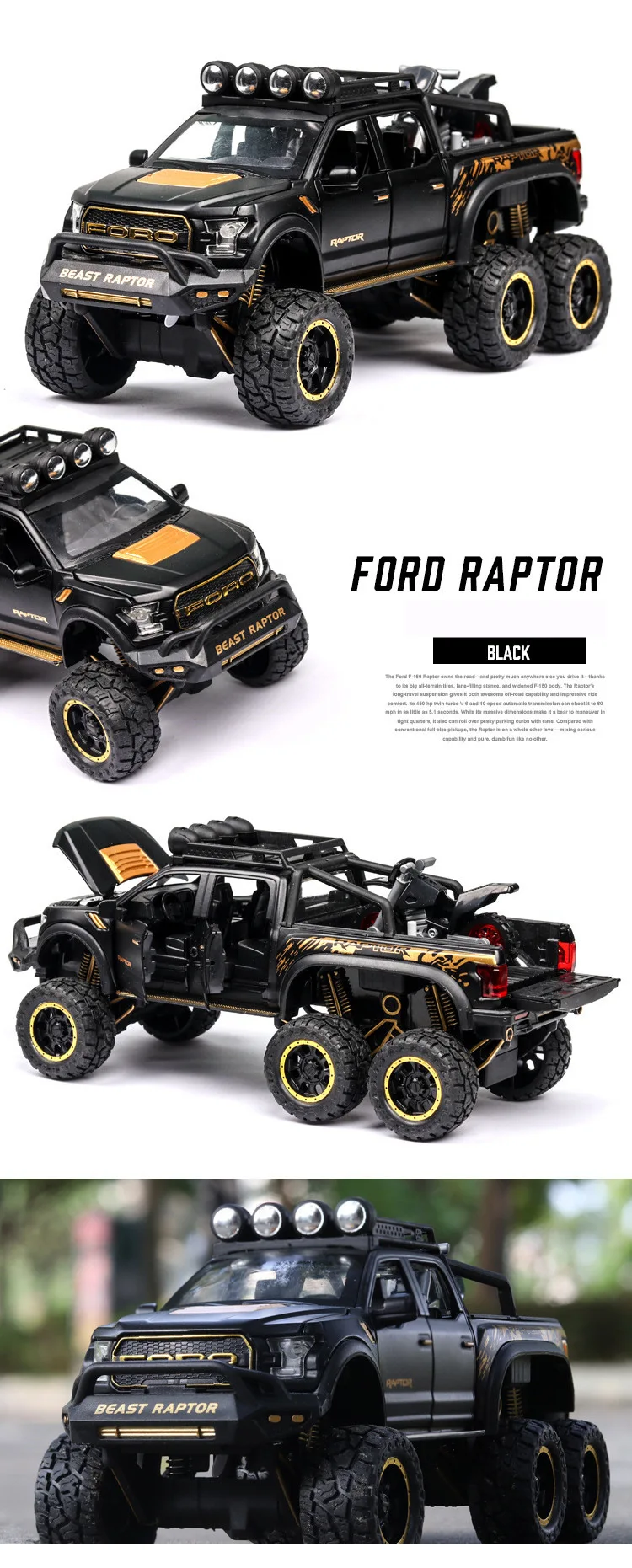 Горячая Распродажа 1:28 Новинка Ford F150 Raptor модель сплава, литье под давлением звук и светильник обратно к модели автомобиля, Изысканные Подарки
