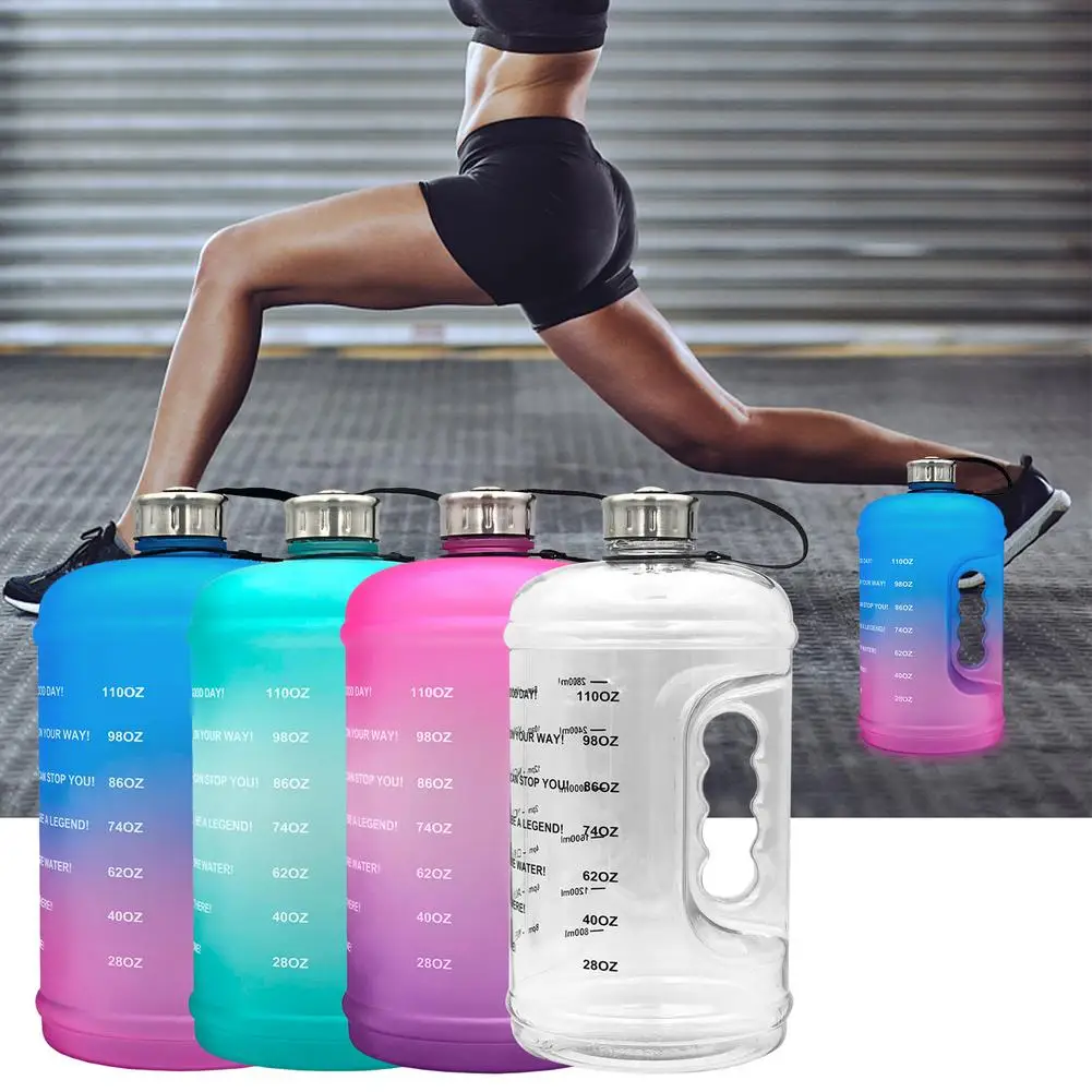 

1Gallon Large Capacity Sports Bottle Safe Portable Clear Plastic Drinking Bottles Jug BPA Free Sports Kettle Sports Accessories