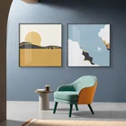 Абстрактный пейзаж с изображением Солнца и Луны, Картина на холсте в стиле бохо, настенные картины, плакаты для гостиной, домашний декор, без рамки