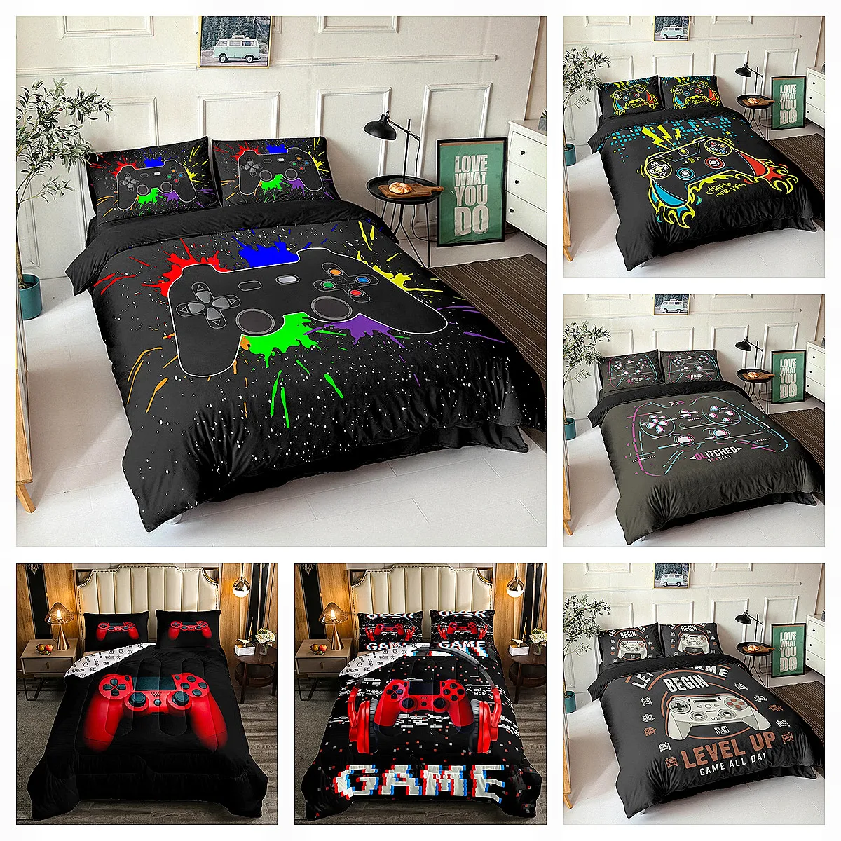 

Gamer Gamepad Bedding Set For Kid Boy Single Queen Duvet Cover Soft Bedspreads Quality Quilt Cover Zipper Design And Pillowcase