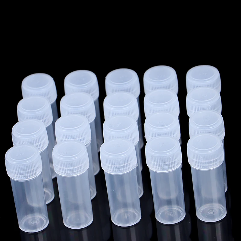 

20Pcs 5ml Plastic Bottle Sample Jar 5g Small Barrel Vials Medicine Pill Liquid Powder Capsule Storage Container Packing Bottles