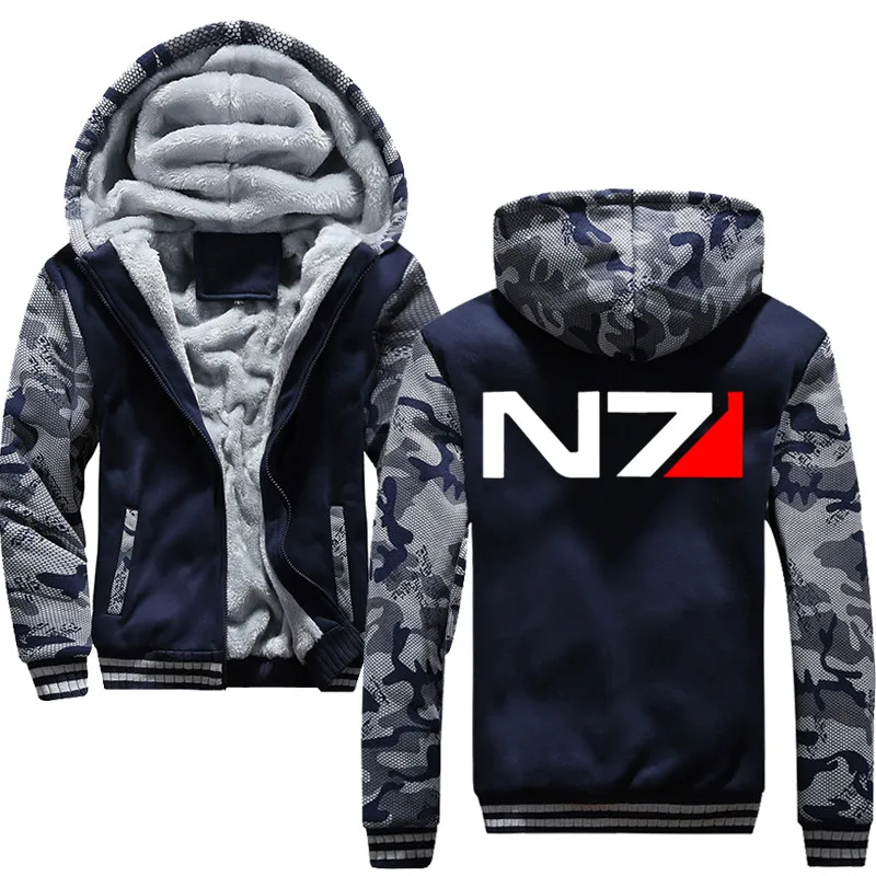 Мужская толстовка на молнии с эффектом Mass Effect N7 повседневная утепленная модная