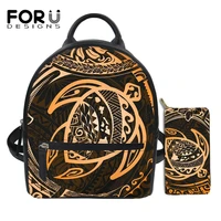 forudesigns hawaii turtle hibiscus polynesian design women mini leather backpack purse 2set 2021 stylish backpacks for teenagers