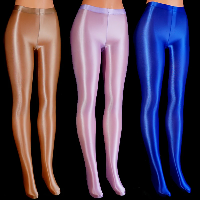 Japanese Spandex Satin Glossy Shiny Transparent Pantyhose Silky Smooth Wet Look Tights Sexy Stockings High Waist Tight Plus Size