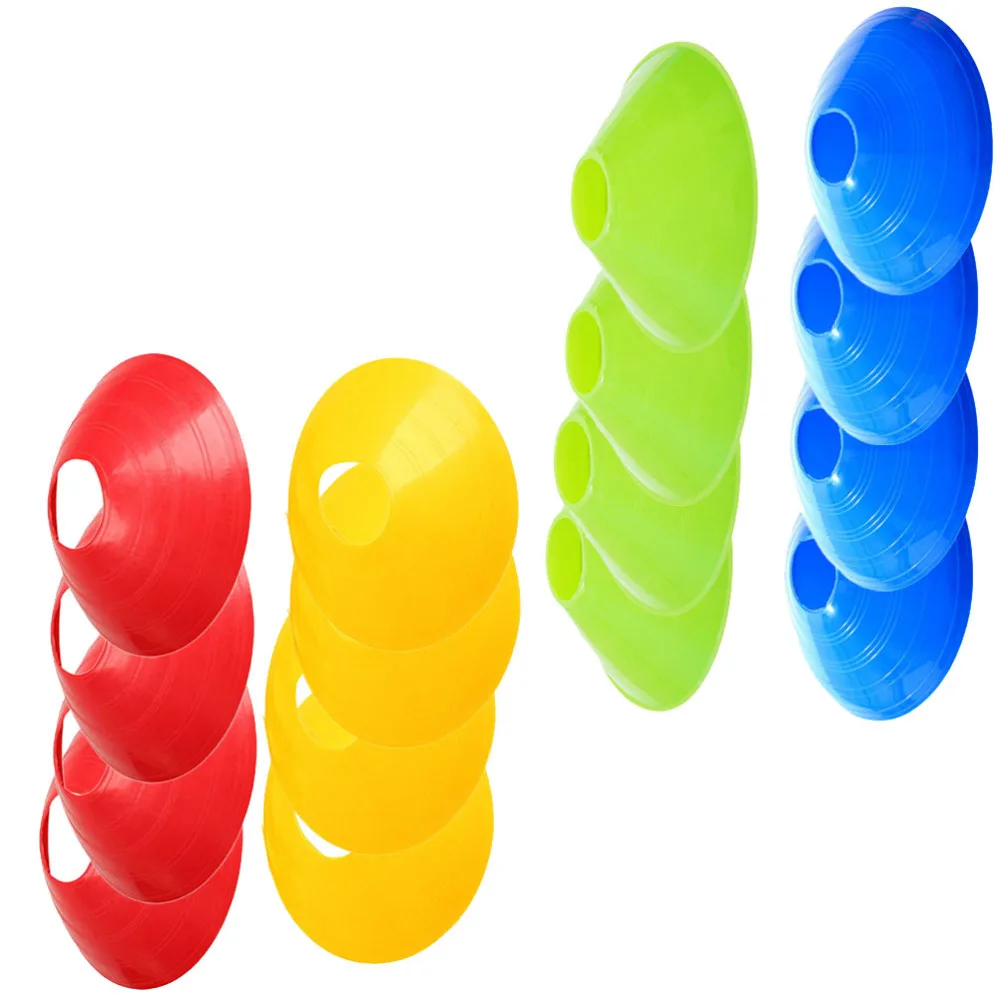 

48PCS Football Training Sign Dish Plate Cone Obstacle Marker Tray Football Training Tray Red Blue Green Yellow