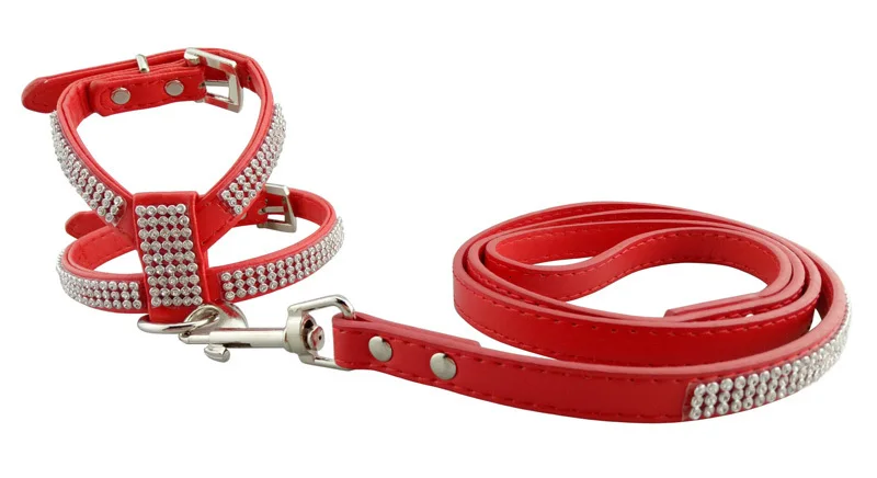 Pawstrip, 4 цвета, поводок из искусственной кожи, поводок, поводок, стразы, поводок для собак, жилет для маленьких щенков, XS-L