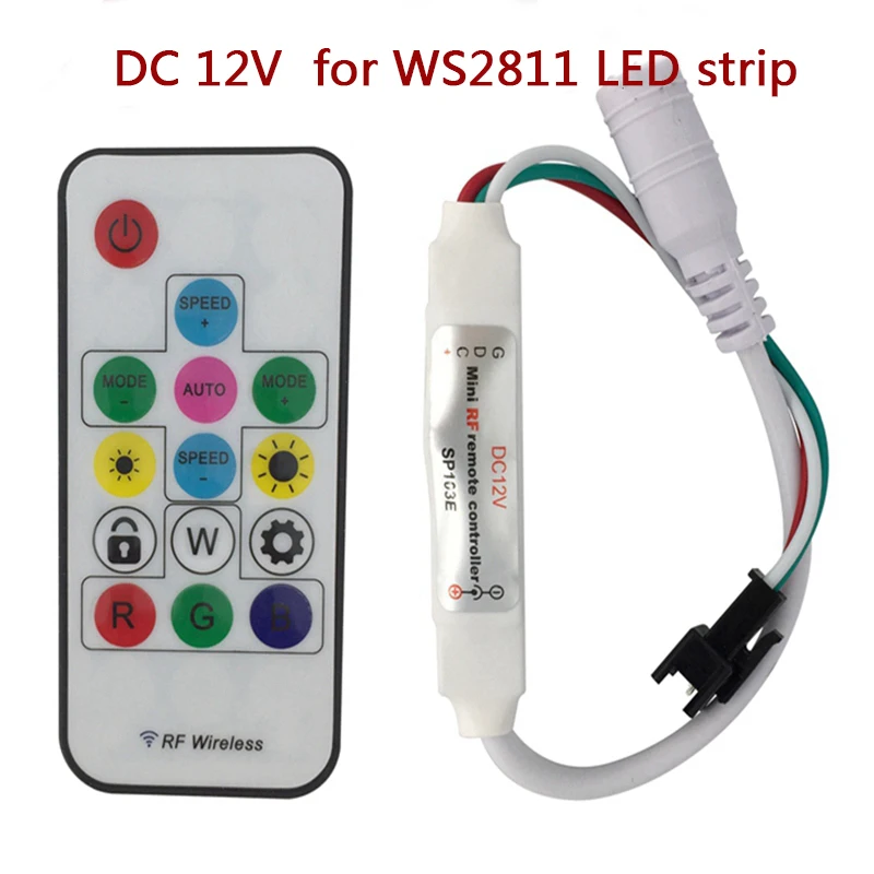 Миниатюрный светодиодный RGB контроллер 3 кнопочный радиочастотный 14key 21key для WS2811