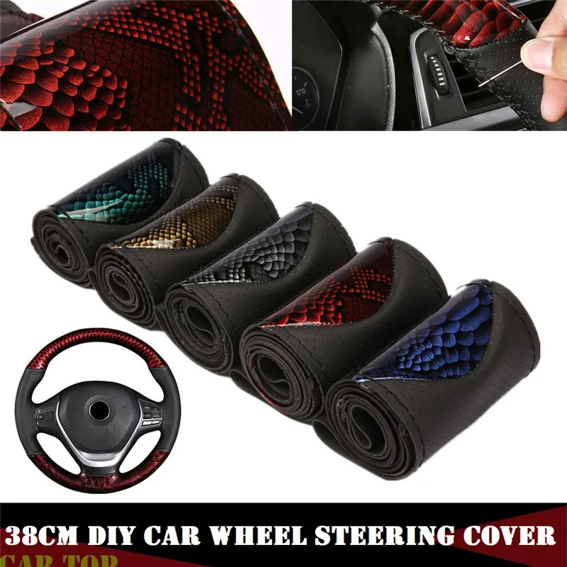 Чехол рулевого колеса автомобиля текстура дракона чехол на руль Нескользящая