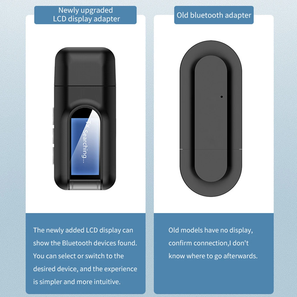 Беспроводной аудио адаптер с ЖК дисплеем Портативный USB интерфейс 3 5 мм приемник