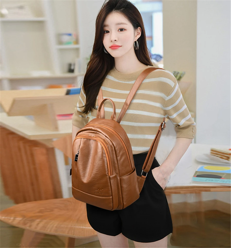 Женские мягкие кожаные рюкзаки, высокое качество, рюкзак Mochila Feminina, школьные сумки для девочек-подростков, рюкзак для путешествий, Sac A Dos
