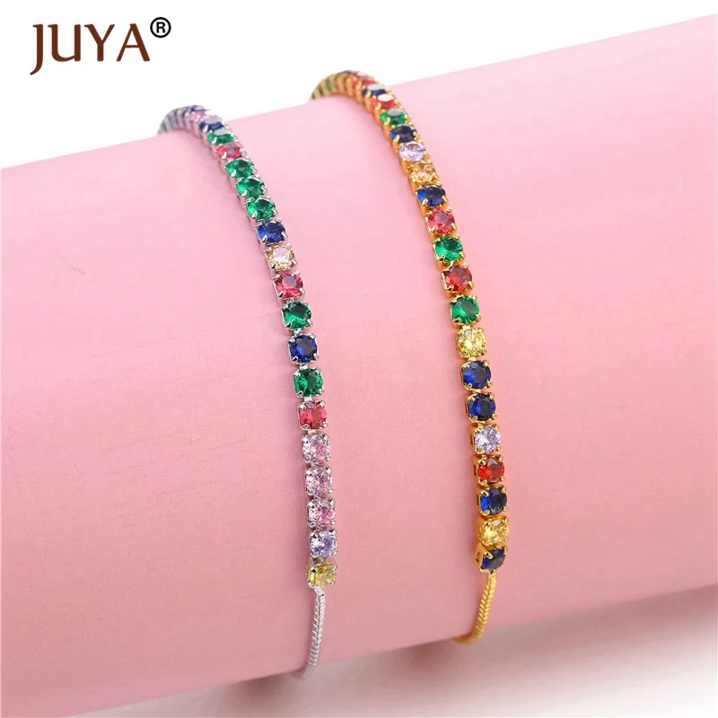 Pulseras mujer 2019 Женская мода Радуга Цвет Золото Серебро Регулируемая цепь AAA