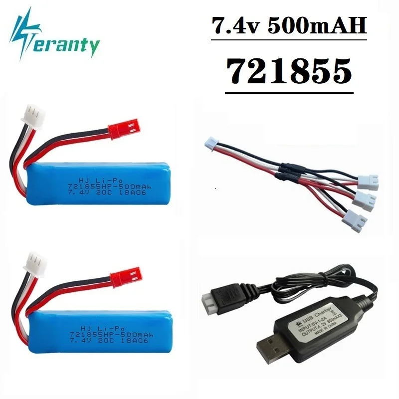7,4 В 500 мА/ч Lipo батарея и зарядное устройство для WLtoys A202 A212 A222 A232 A242 A252 4WD RC игрушки детали модели автомобиля