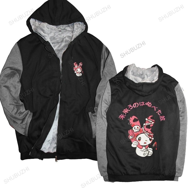 

Mens Cute Rabbit hoodies Harajuku Japanese hoody Hip Hop Casual pullover hoodies Men Tops thick zipper thick Streetwear Oversize