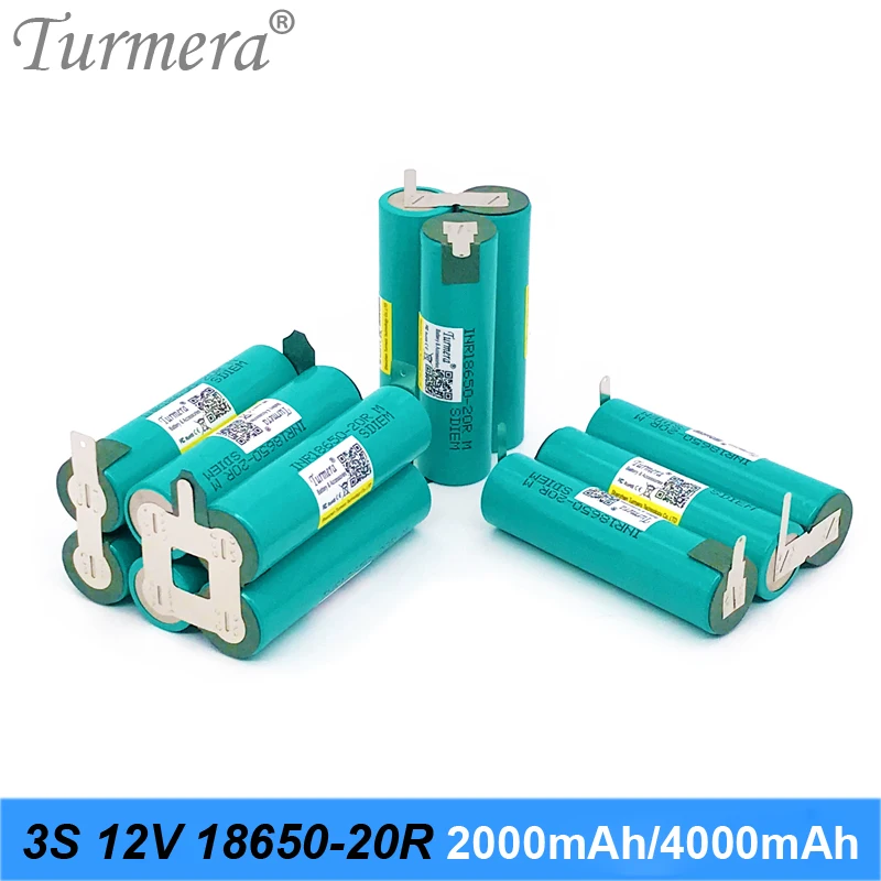 Turmera 3S 10 8 V 12 6 INR18650 20RM 2000mAh 4000mAh 20A Аккумулятор для отвертки Shrika и