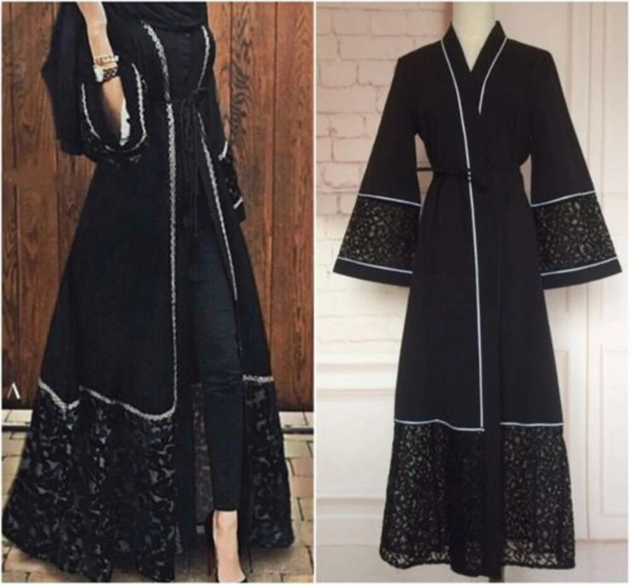 Брендовое модное мусульманское платье Дубай Abaya однотонное женское вязаное в