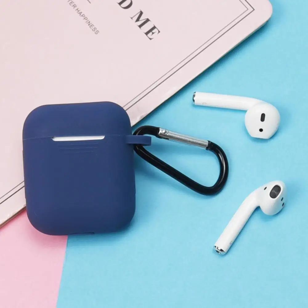 Темно-красный Полный защитный чехол для Apple Airpods Air pods, портативный силиконовый чехол с брелоком для наушников, чехол для зарядки - Цвет: Темно-красный