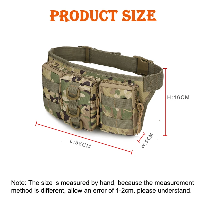 

HUAOSHANG Waterproof Molle Military Men Tactical Waist Fanny Bag Outdoor Sports Hiking Hunting Riding Climbing Pouch Belt Bags