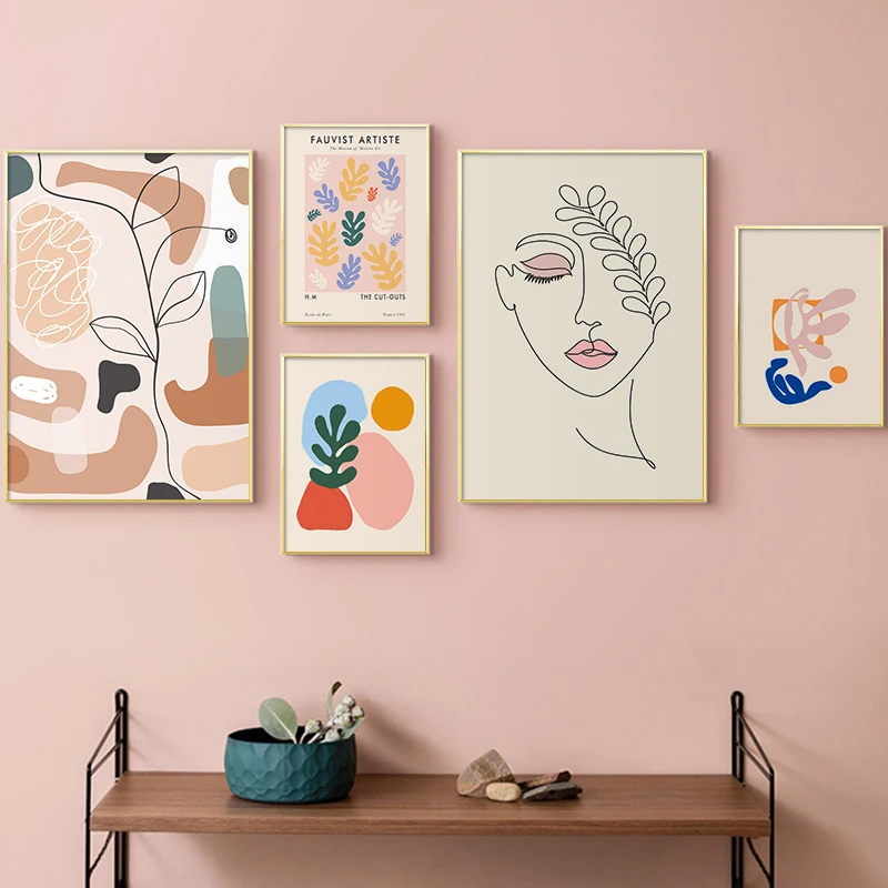 

Trendy Abstract Canvas Painting Henri Matisse Leaves Poster Botanical Print Wall Art Line Drawing Picture for Room Home Decor
