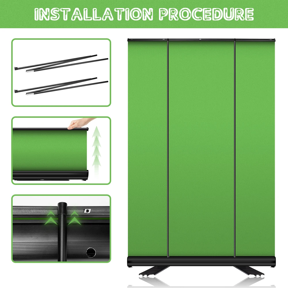 110x200 см подтянуть не образует складок зеленый Экран фон Портативный складной для