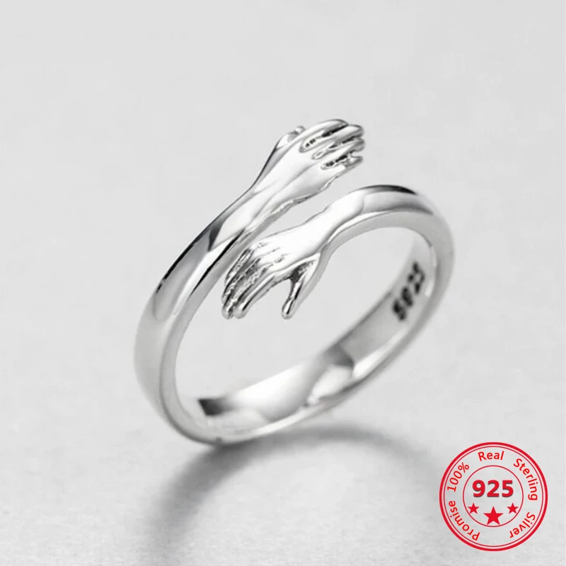 

2020 Hot New 925 Sterling Silver European American Jewelry Love Hug Ring Retro Fashion Tide Flow Charm Open Man Woman Ring