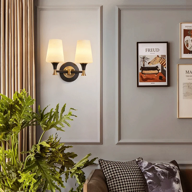 Комнатный настенный светильник для спальни прикроватный медный роскошный фон