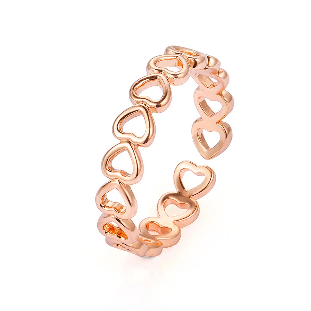 

for Women Love Sweet Gold Silver Colour Wide Ring for Trendy Jewelry Wedding GiftSimple Hollow Heart-shaped Rings Wholesale