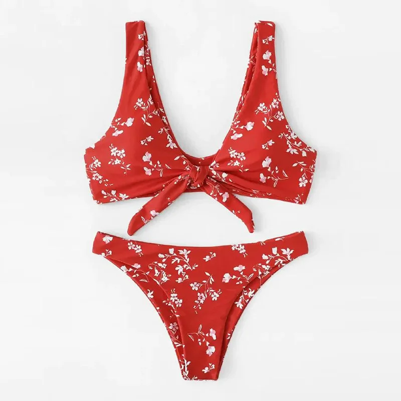 

New Women's Sexy Knotted Floral Print Bikini Swimsuit Set Bathing Suit